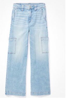 American Eagle Outfitters Skylight Baggy Wide-Leg cargo Jeans dreamy drape 00 sh